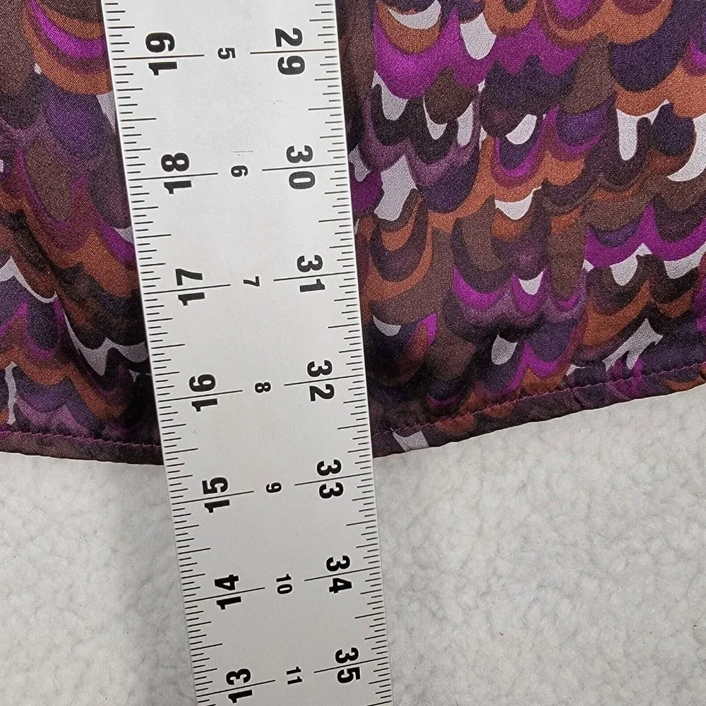 Nanette Lepore Purple Silk Multicolor Polka Dot Key Hole Abstract Style Shift - Picture 7 of 12